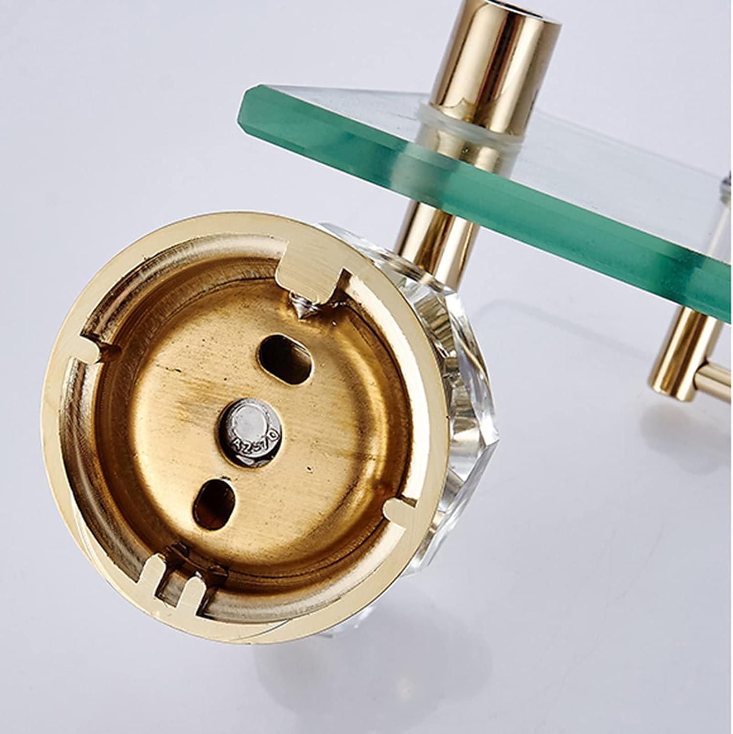 XXIOJUN Tempered Glass Shelf, Bathroom Shelves Wall Mounted Punch Installation Load 10kg with Towel Bar for Dressing Table, Bathroom, Shower Room, 3 Colors (Color : Rose Gold, Size : 57x12cm)