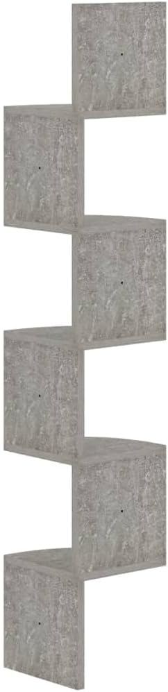 5-Tier Wall Corner Shelves, Floating Corner Shelf, Wall Organizer Storage, Wall Mount Shelves for Bedrooms, Bathroom Shelves, Living Rooms, Concrete Gray 7.5