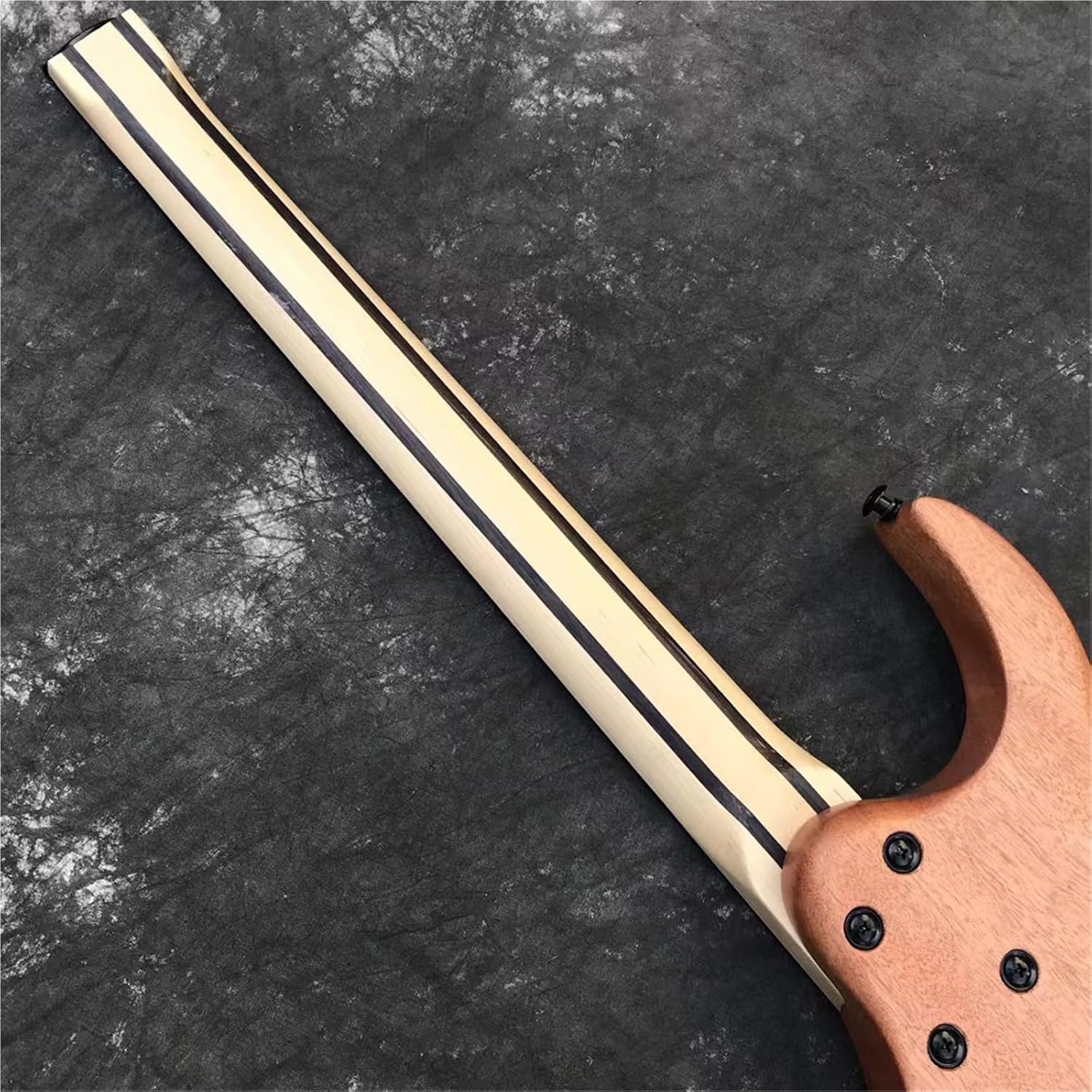 Beginner Electric Guitar Kits Headless Electric Guitar Transparent Blue Burl Surface Hexagonal Pickup