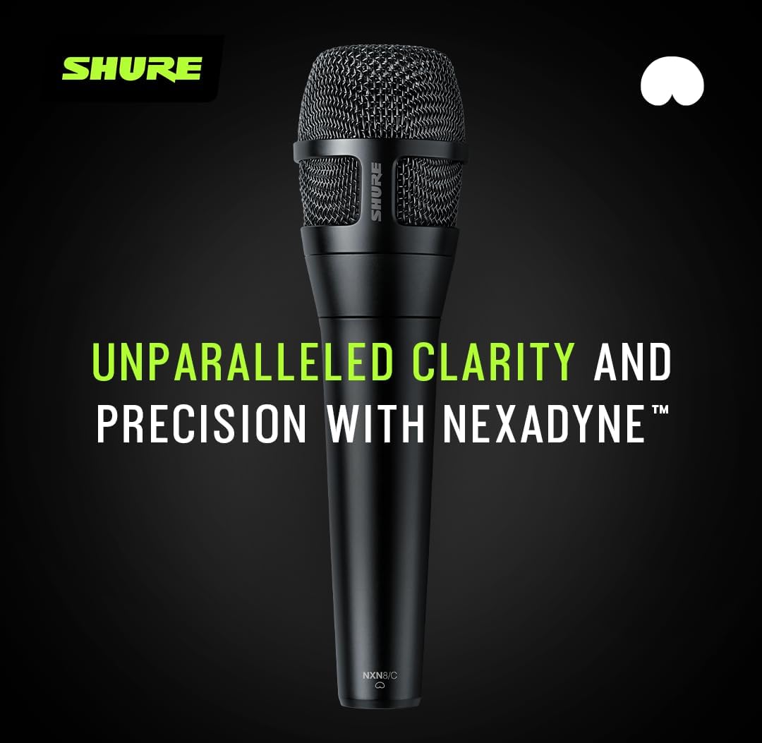 Shure Nexadyne 8/C - Professional Cardioid Dynamic Vocal Microphone with Dual-Engine Technology, Exceptional Signal Clarity, Reliability - for Live Performances and Studio Recordings