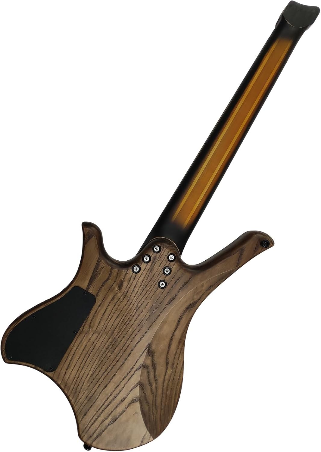 VENEKA Headless Electric Guitar 7 Strings Fan-Shaped Stainless Steel Frets Ash Wood Body Handmade Headless Electric Guitar with Black Hardware
