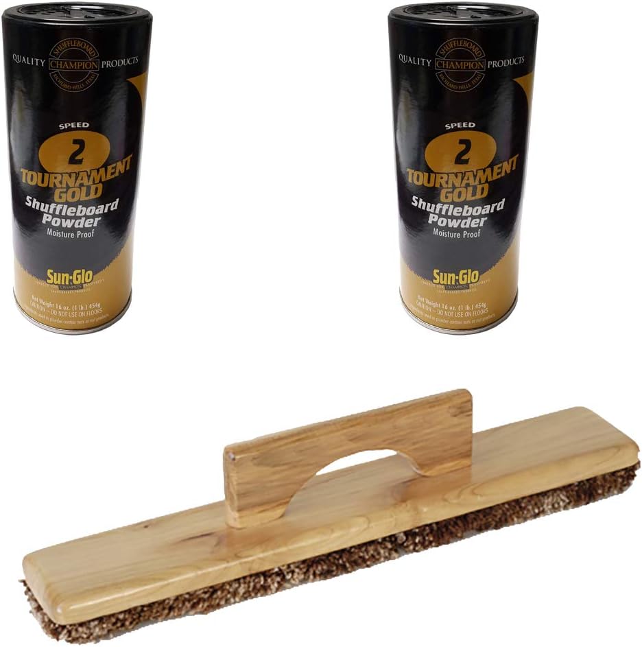 Sun-Glo 2 Cans #2 Tournament Gold Wax & 1 Shuffleboard Sweep