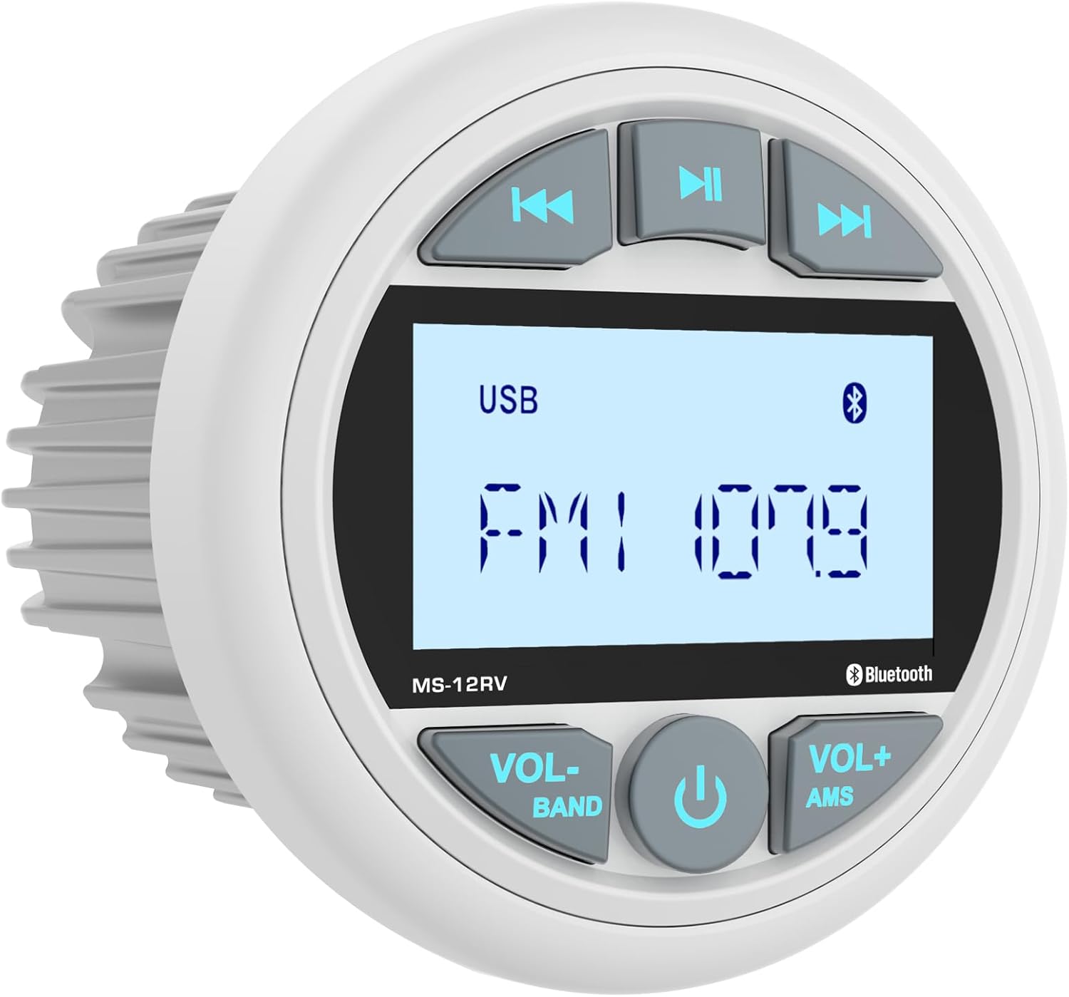 Bluetooth Marine Stereo Receiver: Waterproof Gauge Radio System - Digital MP3 Player 2.8 Inch LCD Display AM FM USB AUX Subwoofer for Boat ATV UTV Off-Road Vehicles