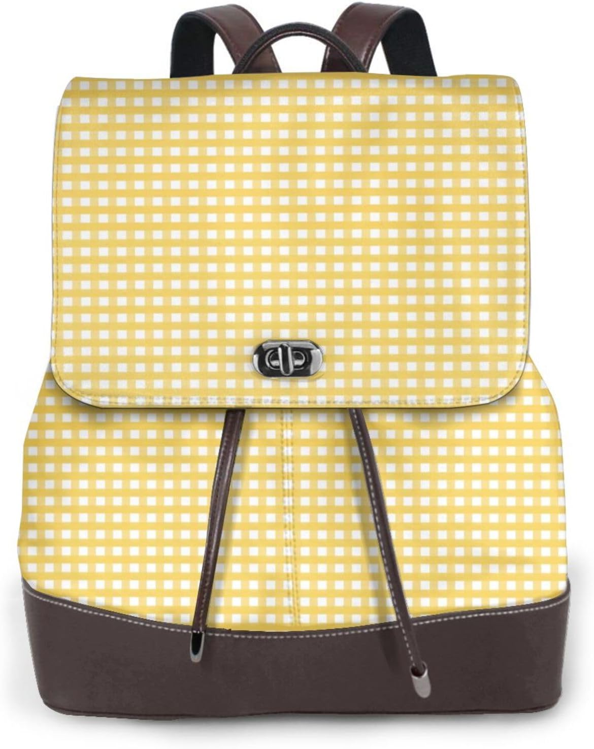 Yellow Gingham for Womens Backpack Purse Microfiber PU Anti-theft Large Fashion Designer Travel Bag Ladies Shoulder Bags