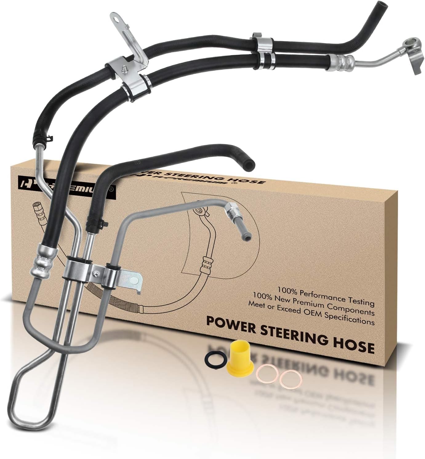 A-Premium Power Steering Pressure & Return Hoses Line Assembly Compatible with Toyota Tacoma 2005-2019, 2.7L 4WD, with O-ring & Washer, Rack/Gear's Ports (Inlet and Outlet)