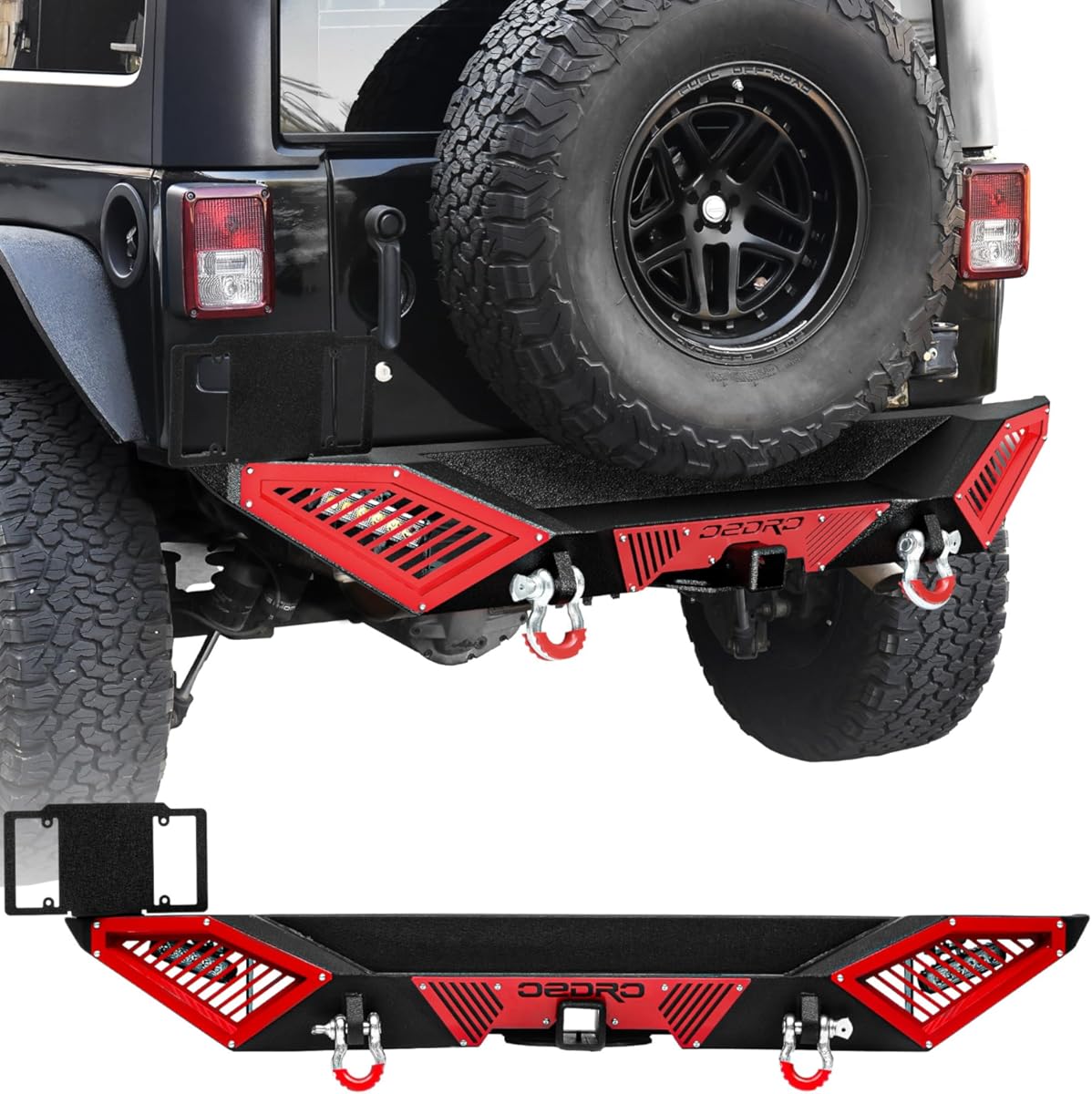 OEDRO Rear Bumper Compatible with 2018-2025 Jeep Wrangler JL JLU Unlimited Off-Road w/ 2