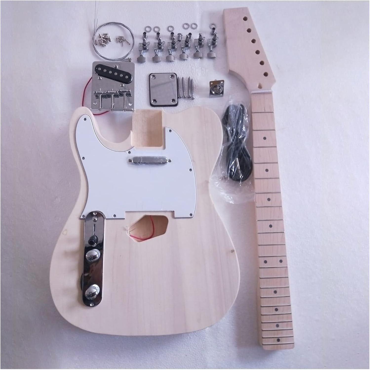 DIY Electric Guitar Kit Unfinished Left Hand Electric Guitar Kits Maple Neck Basswood Body with All Accessories