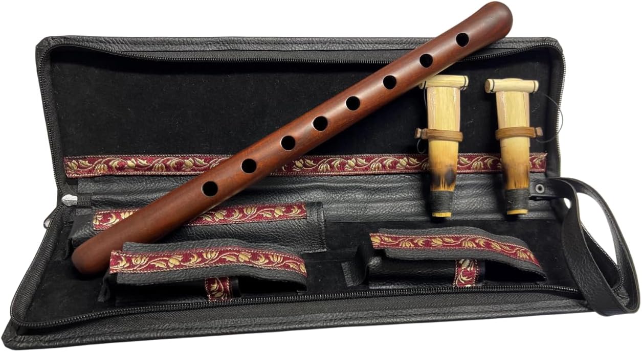 Professional DUDUK Key A, Apricot Wood Oboe Balaban Woodwind, Leather case, Playing Instruction, 2 Professional Reeds, Armenian Duduk