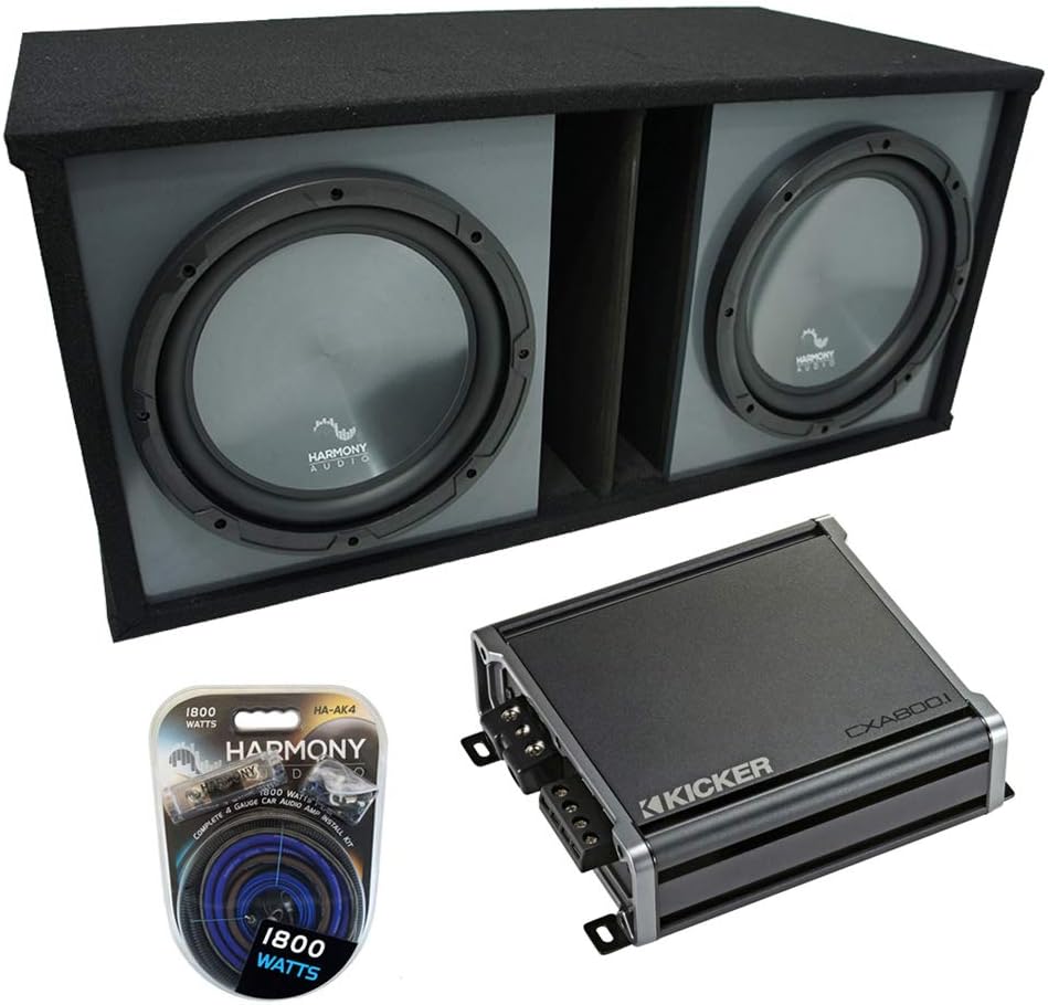 Harmony Audio R104 Bundle with Universal Car Stereo Paintable Ported Dual 10