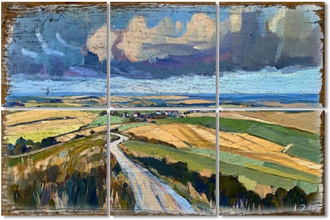 6 Pack Art Acoustic Panels Sound Absorbing Vintage Rural Landscape Nature Scenery Abstract Wilderness Rustic Home Decorative Soundproof Wall Panels Self Adhesive for Recording Studios Office 72