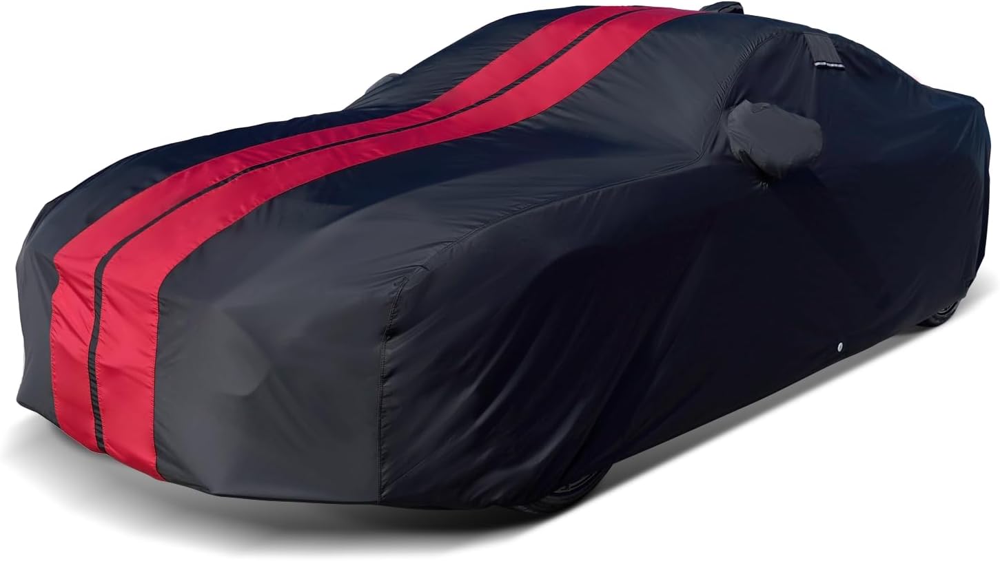 iCarCover Premium Car Cover for 2022-2026 Toyota GR86 Heavy Duty Waterproof All Weather Automobiles Custom Fit Full Exterior Indoor Outdoor UV Snow Rain Protection Covers (Stripe - Black/Red)