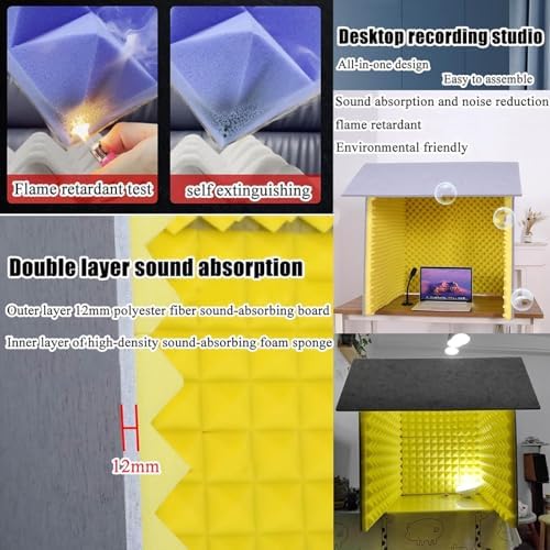 Portable Desktop Soundproof Booth Cover, Self Made Sound Booth Box, Isolation Shield, Vocal Absorbing Shield to Filter Vocal for Microphone, Studio Sound Recording,80 * 80