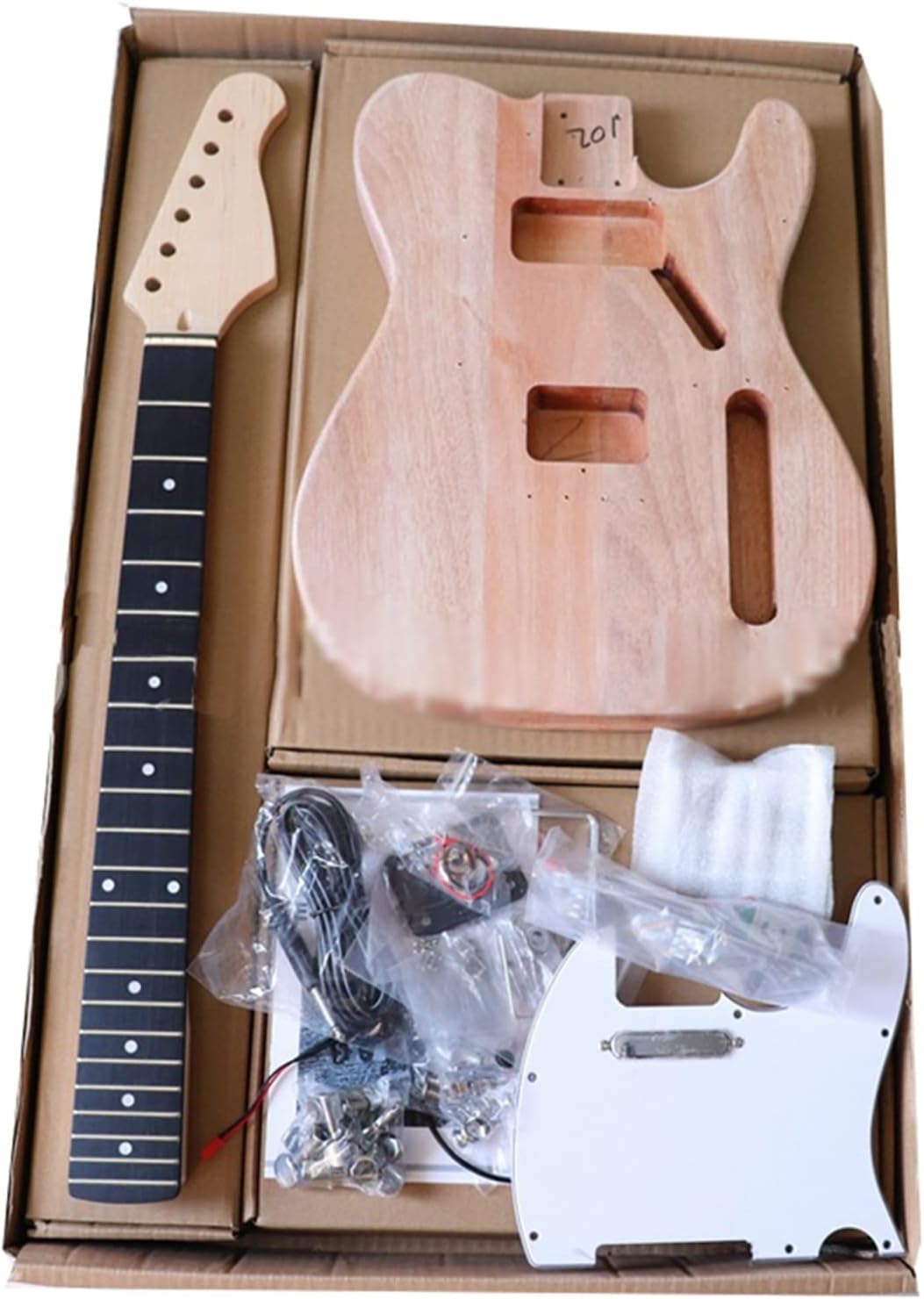 DIY Electric Guitar Kit Electric Guitar DIY Semi-Finished Products Assembled Full Set of Accessories Guitar Body Maple Neck (Color : 02)
