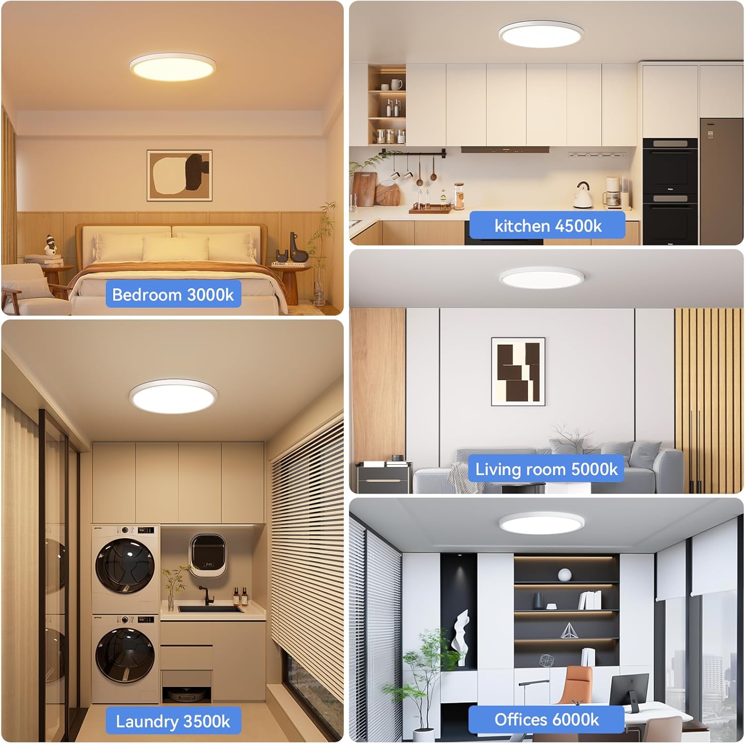 12 Pack 12 Inch Dimmable LED Flush Mount Ceiling Light Fixture 28W 3200LM 5 Color Temperature in One Super Slim Round Ceiling Lamp Low Profile Ceiling Lights for Living Bedroom Kitchen Laundry White
