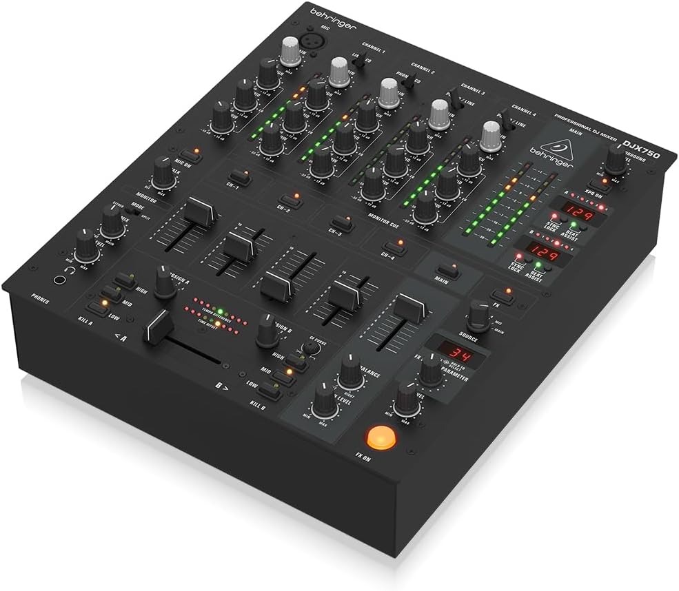 Behringer PRO MIXER DJX750 Professional 5-Channel DJ Mixer with Advanced Digital Effects and BPM Counter