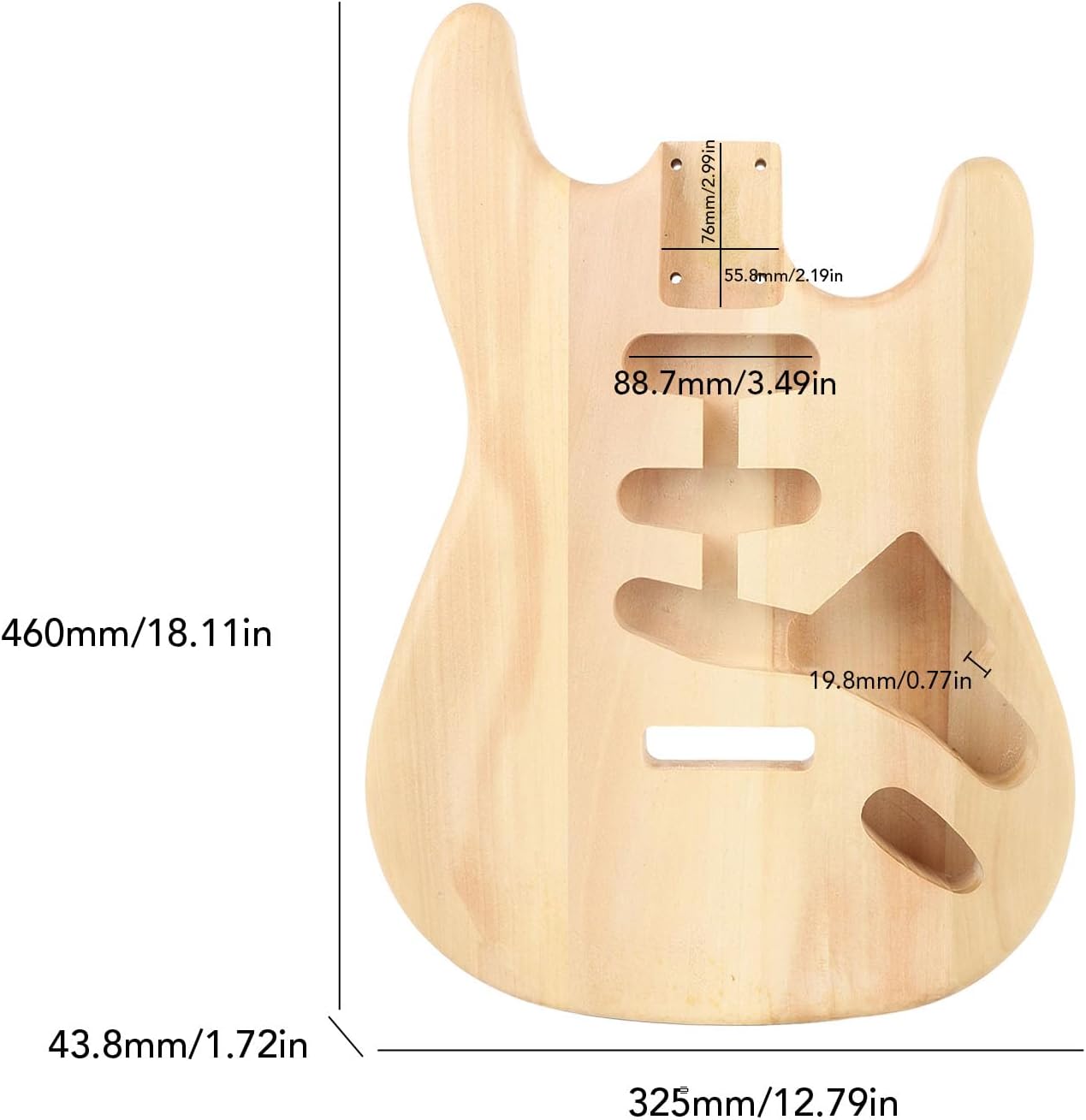 Unfinished Electric Guitar Body Walnut Wood Blank Triple Single Pickup Hole Guitar Body Replacement