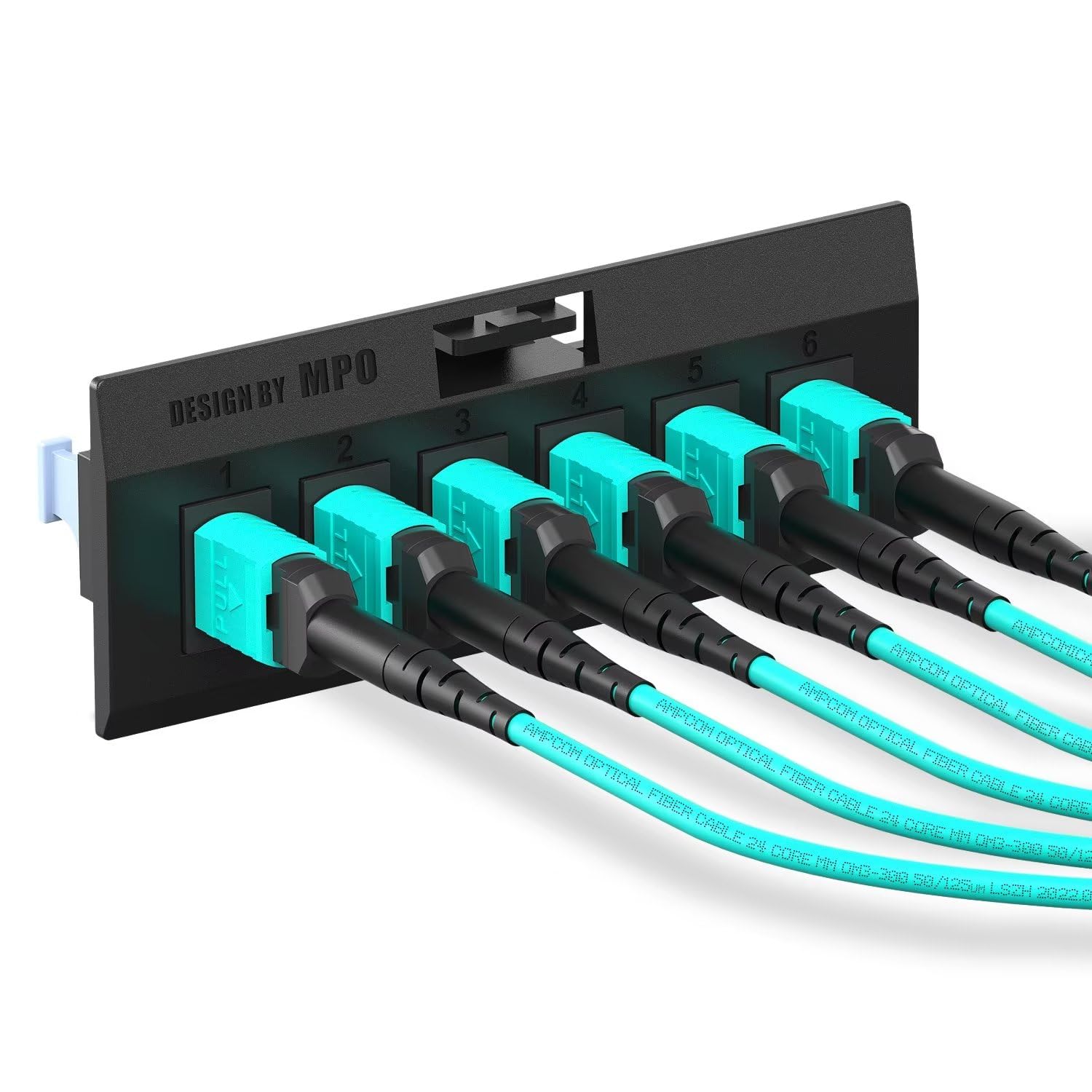 AMPCOM MPO to MPO Trunk Cable 50/125μm Multimode OM3-300 (24 Fiber, MPO to MPO Female, Type B, LSZH/Riser, UPC, Aqua) 30m (98.4ft)