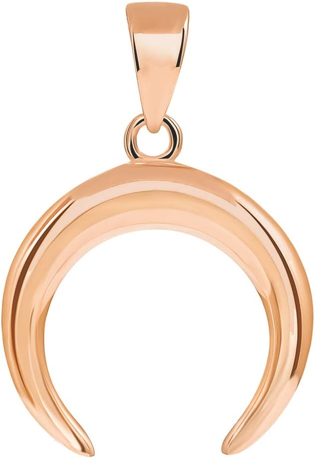 Jewelry America 14k Rose Gold Double Horn Crescent Moon Pendant with High Polish