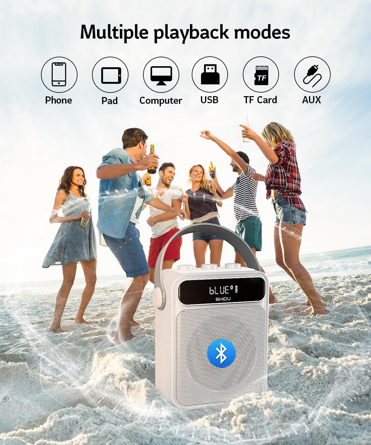 SHIDU 40W Portable Voice Amplifier with Wireless Microphone Headset,Rechargeable Bluetooth Megaphone for Teachers, Instructors, Public Speaking | Classroom, Outdoor, Meetings (Model S95)