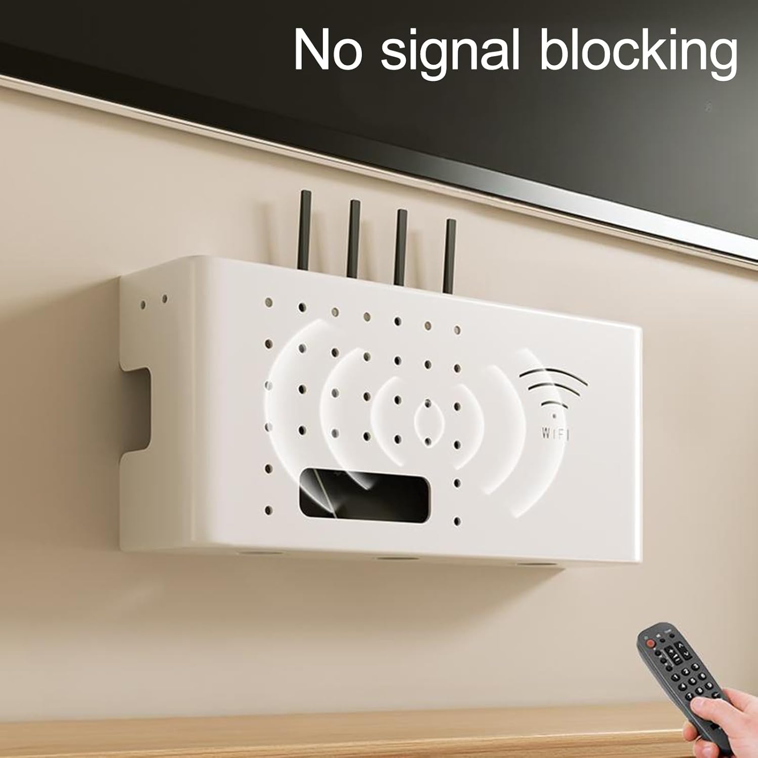 WiFi Router Hidden Box, Wall Mount WiFi Router Storage Box, Home Media Storage Cabinet, Organized Power Strip Cable Management Hider Rack, for Office and Home(White,40 * 10 * 20cm/16 * 4 * 8in)