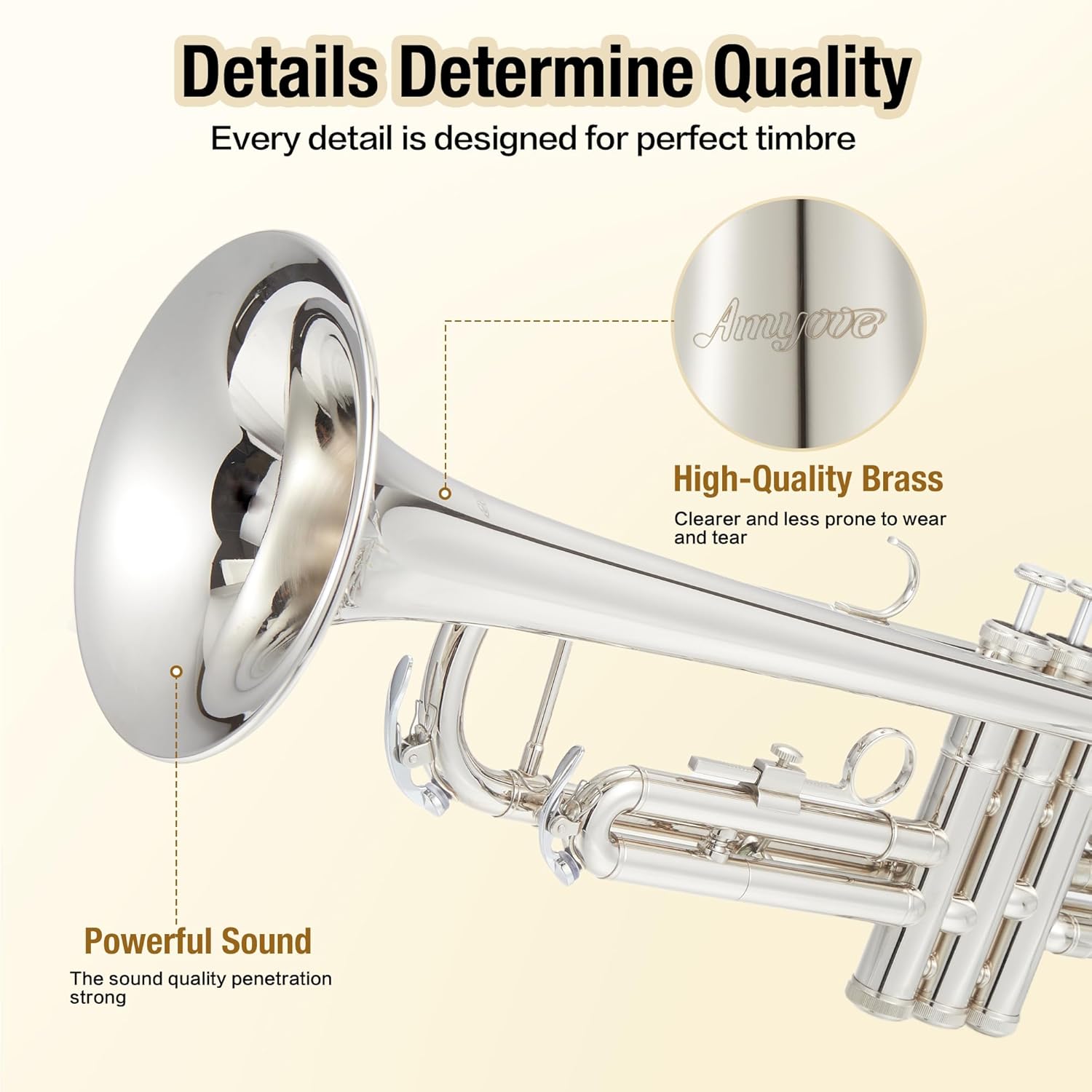 Trumpet Instrument, Band & Orchestra Musical Instruments for Beginners or Advanced Students (Nickel-Plated)