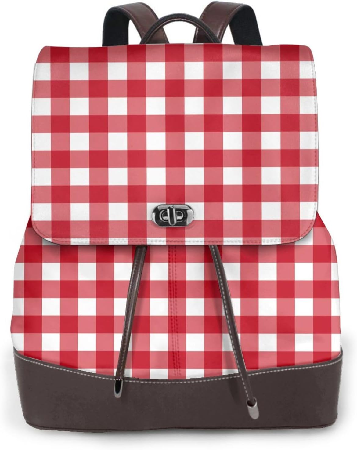 Red Checkboard for Womens Backpack Purse Microfiber PU Anti-theft Large Fashion Designer Travel Bag Ladies Shoulder Bags