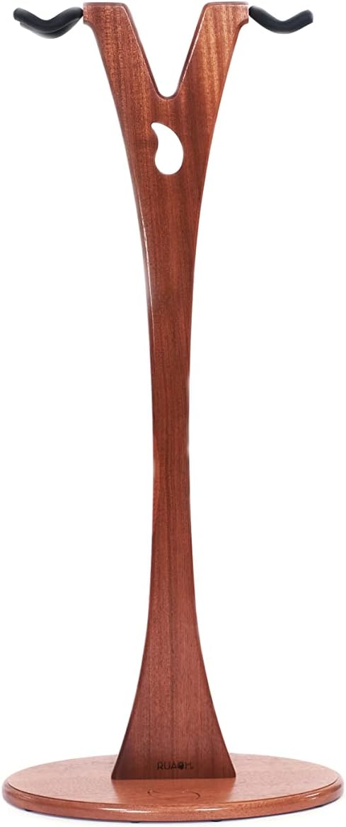 Ruach GS-2 Dual Bass, Acoustic and Electric Wooden Guitar Stand - Mahogany