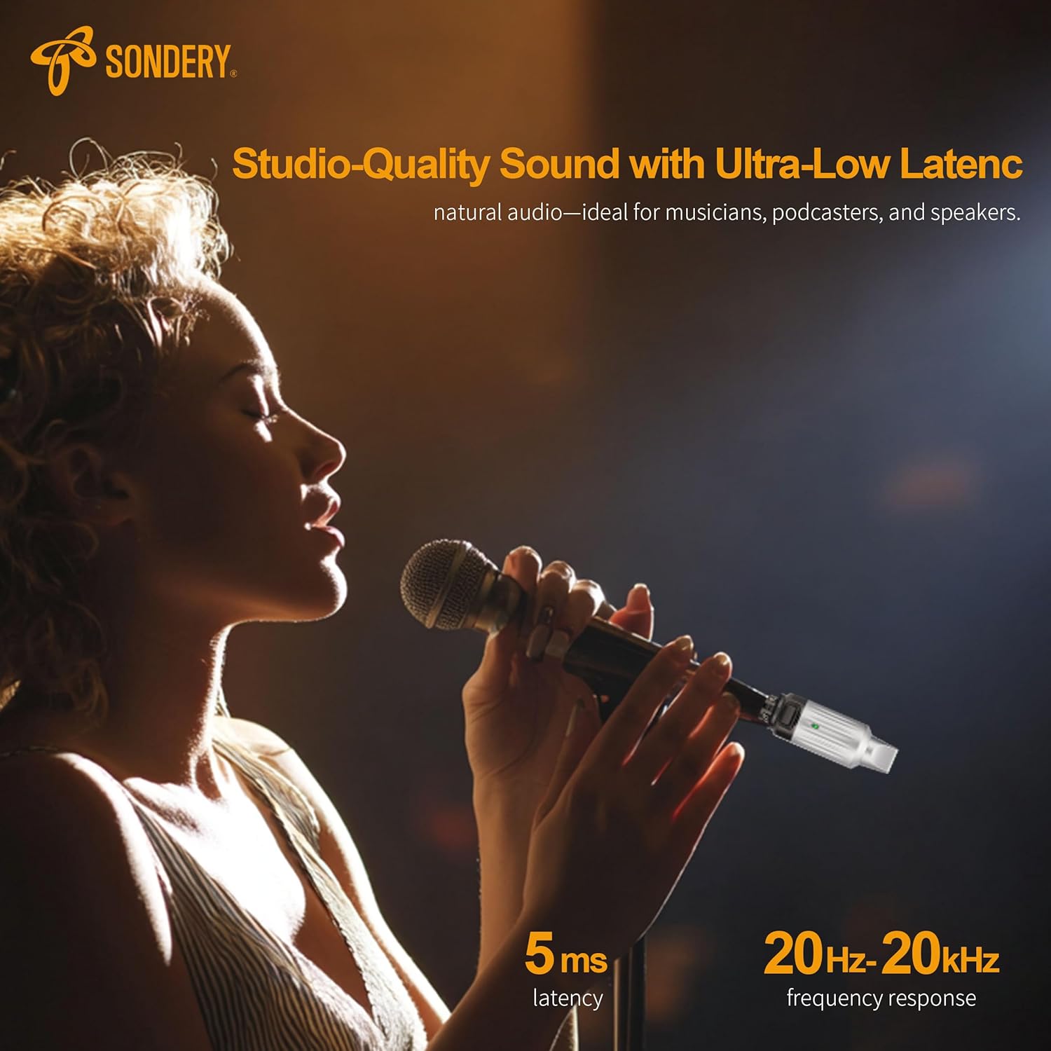 Sondery Professional UHF Wireless XLR Transmitter and Receiver, 7-Channel Wireless Microphone System for Stable Transmission, 165ft Range, Wireless Mic Adapter for Dynamic Mics/PA/Mixer/DSLR Cameras