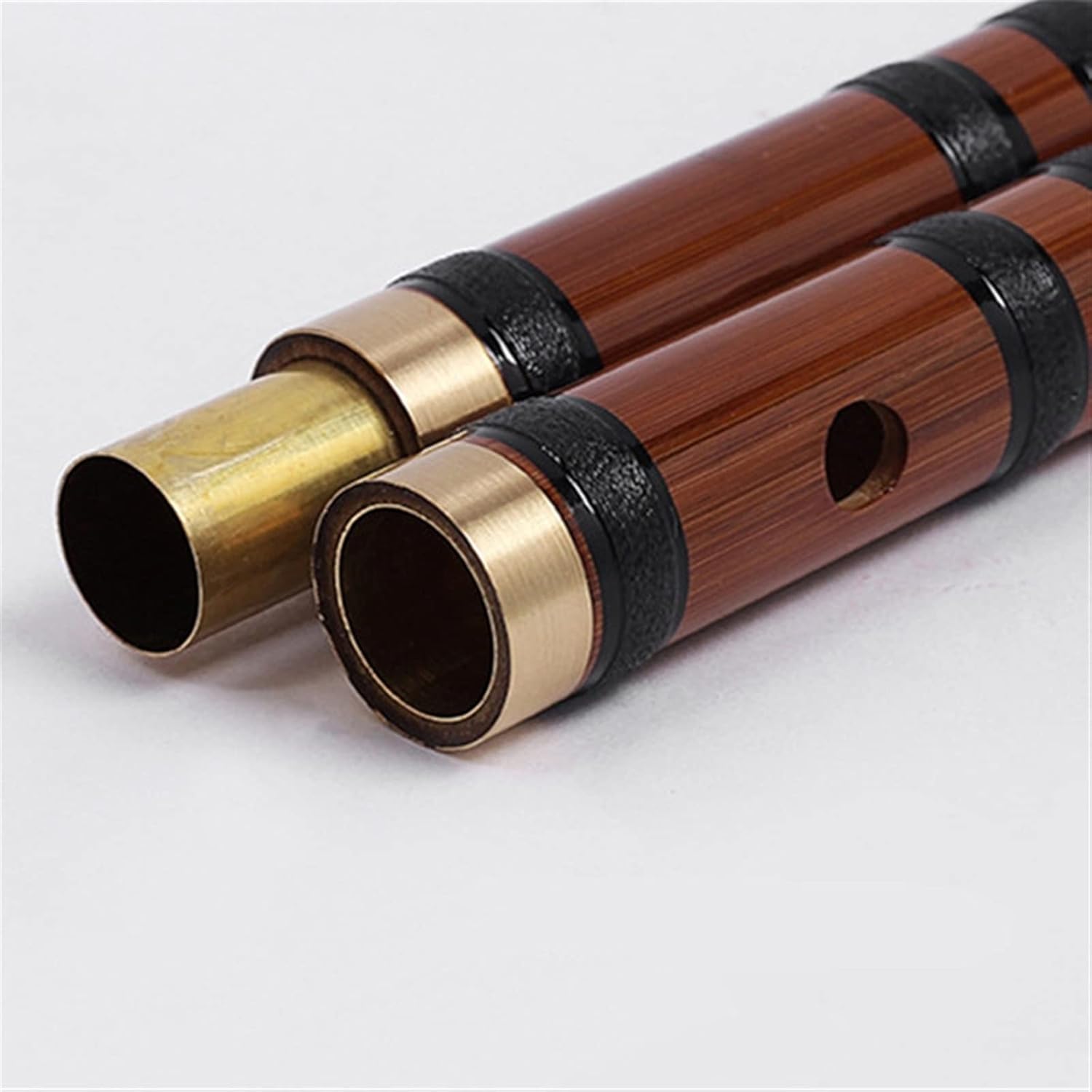 Chinese Bamboo Flute Brass Joints Key of C/D/E/F/G Woodwind Musical Instruments Dizi with Accessories (Color : C)
