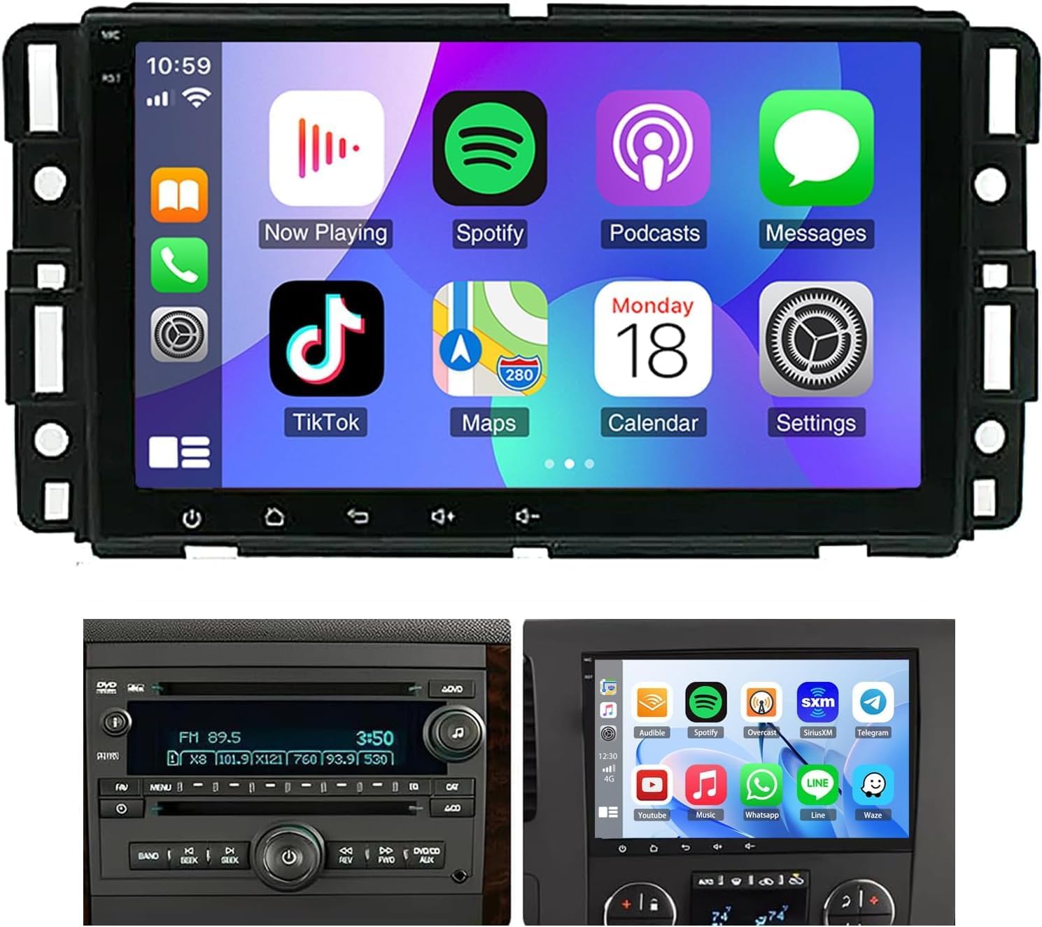 8 inch Double Din Car Stereo Radio Upgrade for Chevy Colorado 2015 2016 2017 2018 2019 2020 2021 2022 with Wireless Carplay Android Auto,QLED Touch Screen GPS WiFi Bluetooth FM Backup Camera,2G+32G