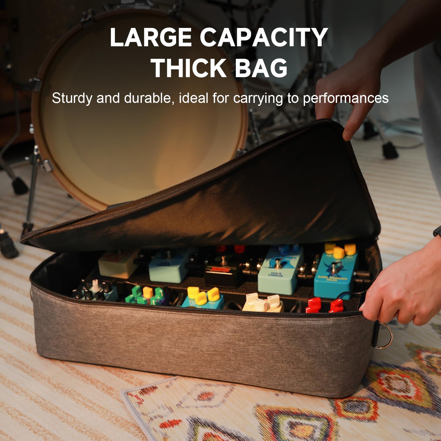 Ghost Fire Guitar Pedal Board Aluminum Alloy 1.76lb Super light Effect Pedalboard 19.8''x11.5'' with Carry Bag,SPL-04 and Power Supply GS10-SV2