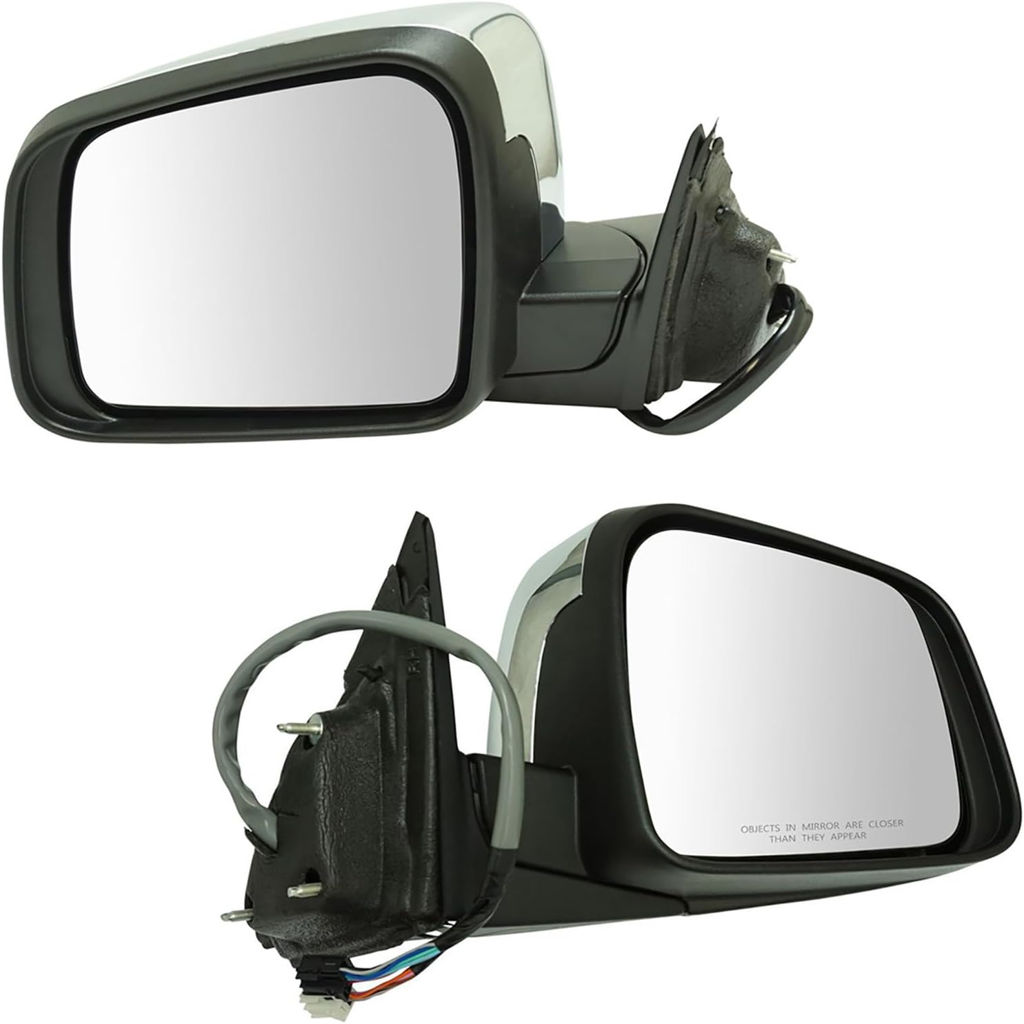 TRQ 2 Piece Driver and Passenger Side Mirror Assembly Set Electric Adjustment Heated Memory Chrome Compatible with 2014-2021 Jeep Grand Cherokee with Blind Spot Indicator CH1320416 CH1321416