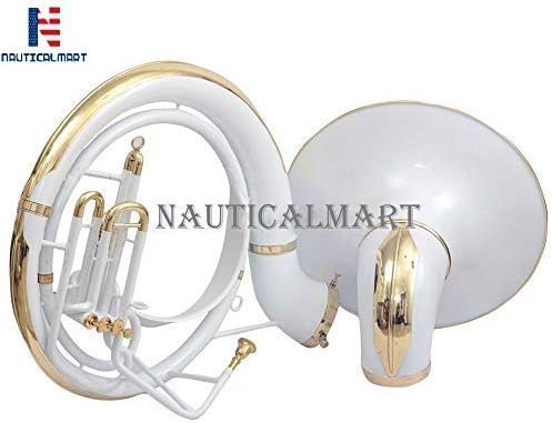 Brass Sousaphone Bb Big Bell Tubas | White Brass Includes Carry Bag & Mouthpiece | Handmade Musical Instrument Gift For Marching Bands