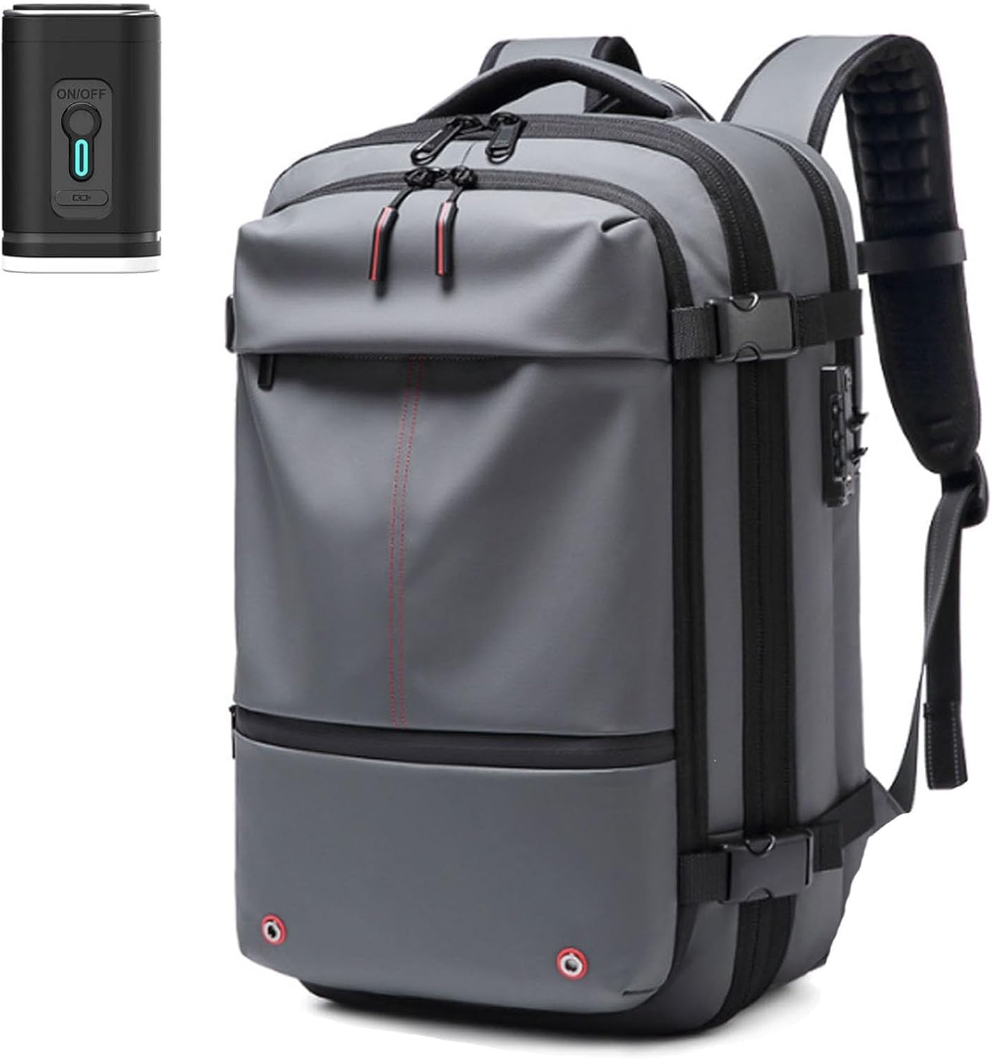 Vacuum Backpack Travel Bag, Compression Backpack with Pump, 60L Expandable Air Compression with Lock,Multi Pocket Waterproof (Gray)