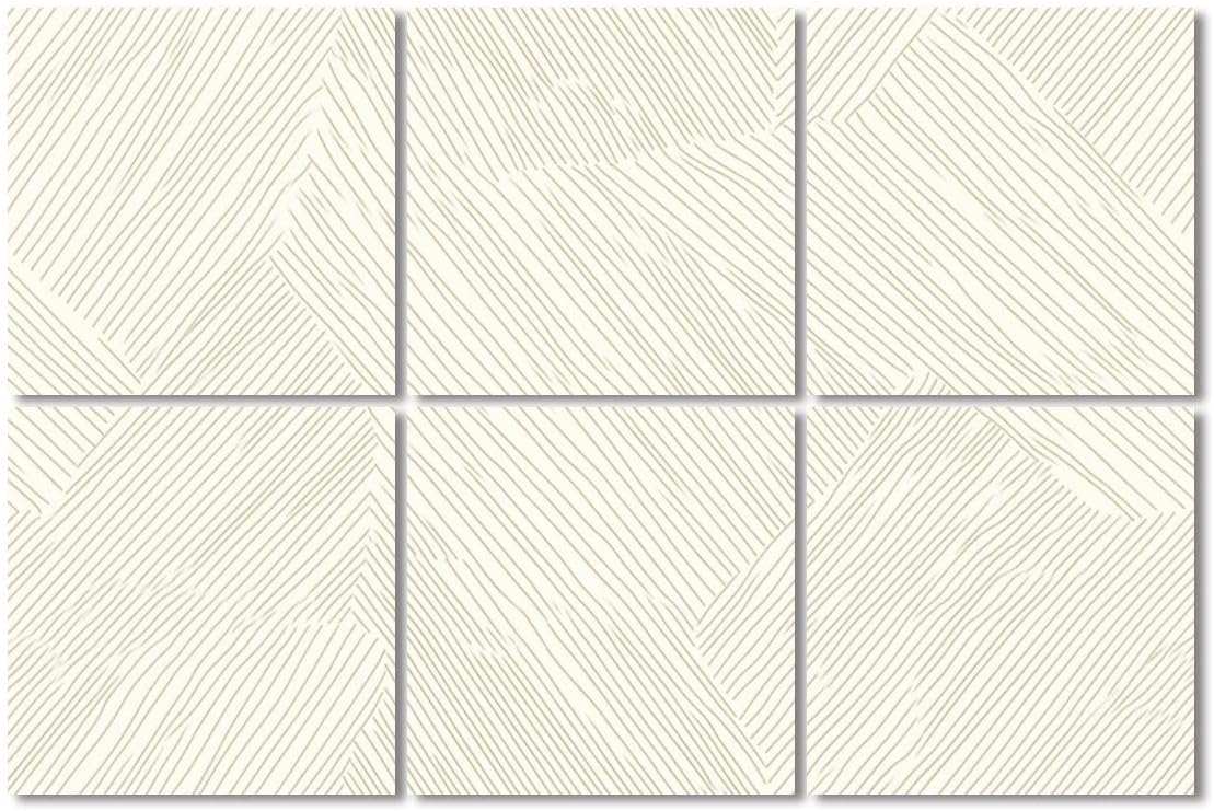 6 Pack Art Acoustic Panels Sound Absorbing Beige Modern Striped Boho White Gold Abstract Lines Geometric Shapes Decorative Soundproof Wall Panels Self Adhesive for Recording Studios Office 72