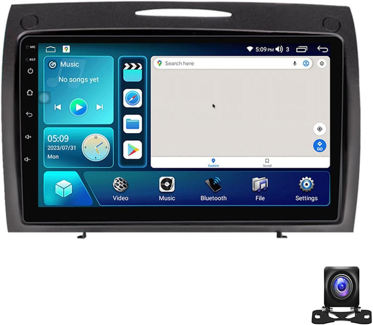 Android 12 Double Din Car Stereo 9 Inch Touch Screen Radio with GPS Navigation Bluetooth FM Radio Receiver for Benz SLK Class R171 2004~2011 Support Carplay/Auto/DSP/RDS/USB