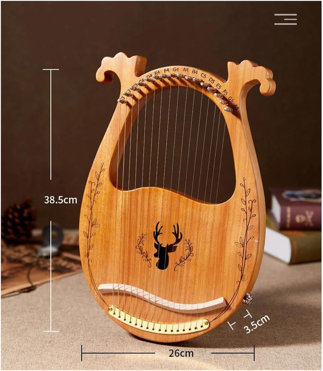 Lyre Harp Set 16 Strings Wooden Mahogany Harp Musical Instrument With Tuning Tool
