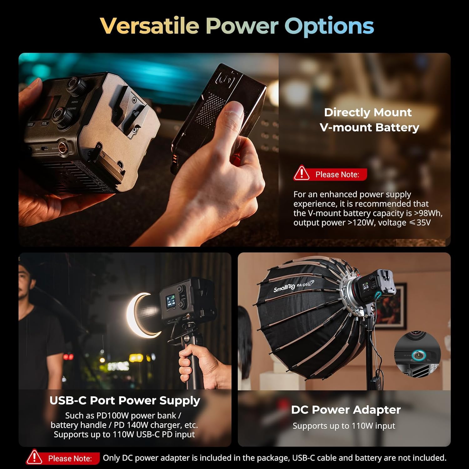 SmallRig RC 100B COB Video Light, Portable Bi-Color 2700-6500K Continuous Lighting, 100W Studio Light, APP Control, High CRI 97+ Spotlight for Photography & Video, Pro Version (Without Battery) 5094