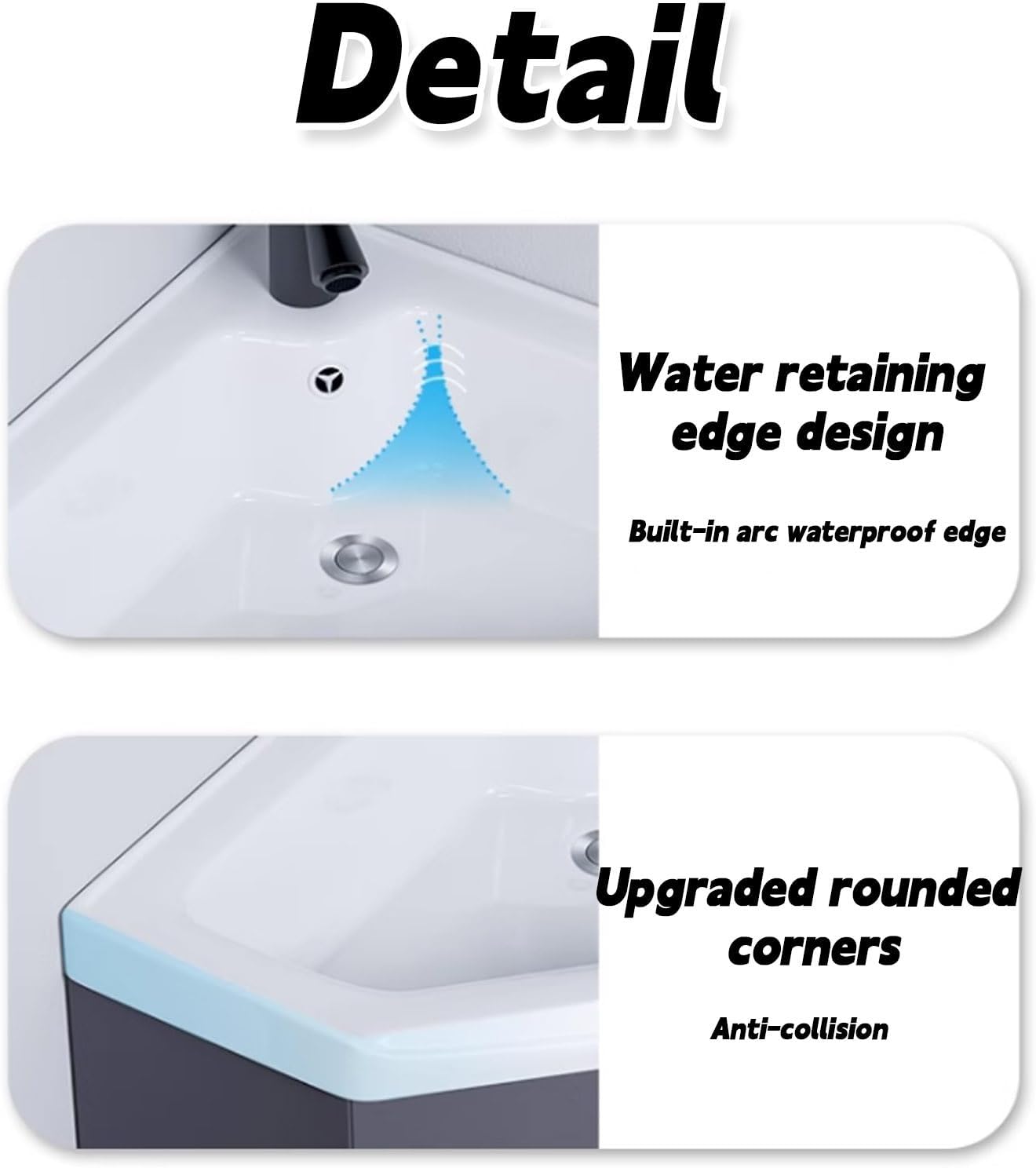 Bathroom Corner Basin Sinks,Wall Mount Vessel Sink,Bathroom Cabinet with Faucet and Drain,Ceramic Sink,for Small Space Wall Mounted Floating Cabinet(Size:56 * 43cm)