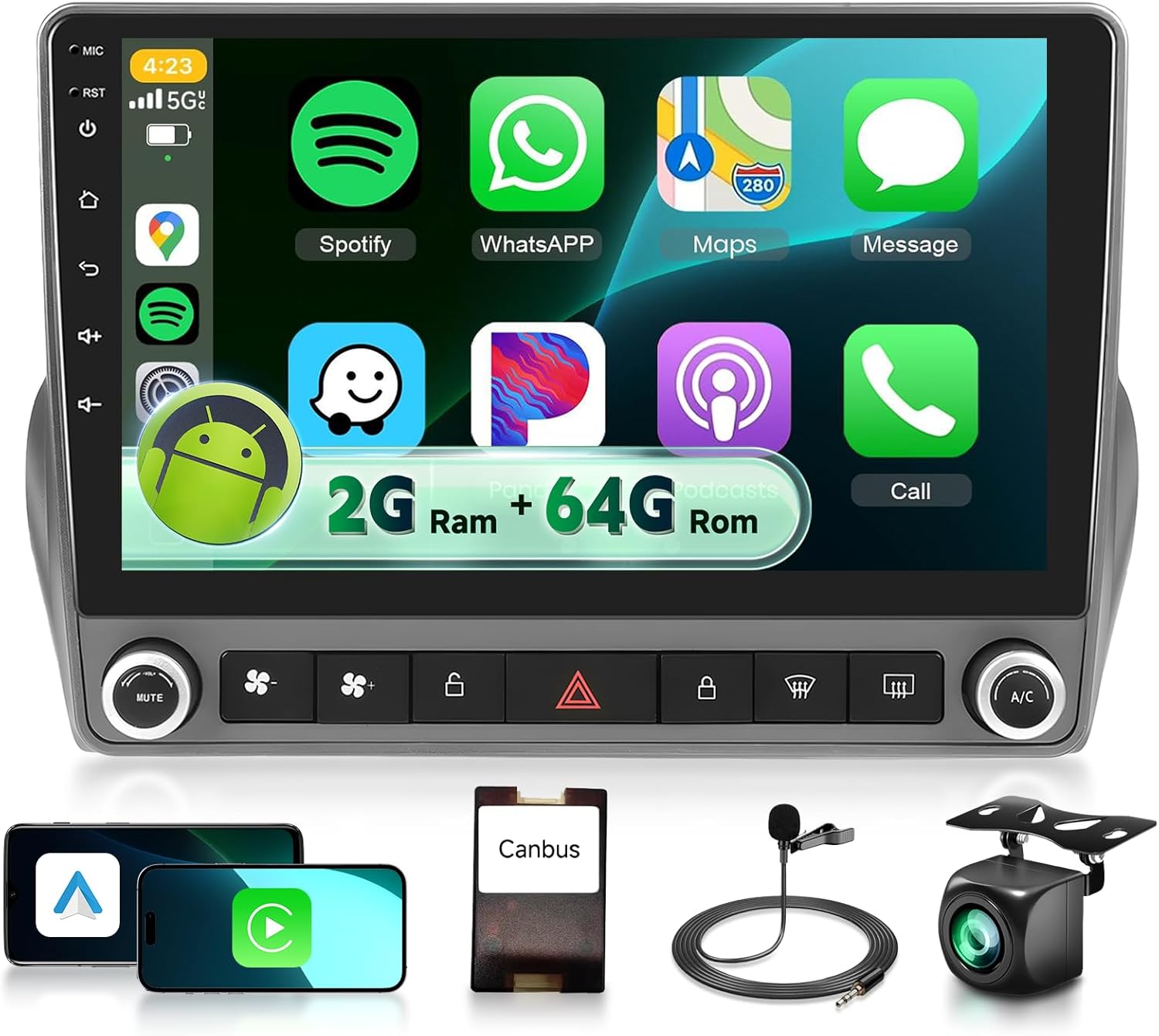 4Core+64G Car Radio Stereo for Chevrolet Chevy Camaro 2008-2015 with DSP/32EQ Carplay Android Auto, Sellrich 9