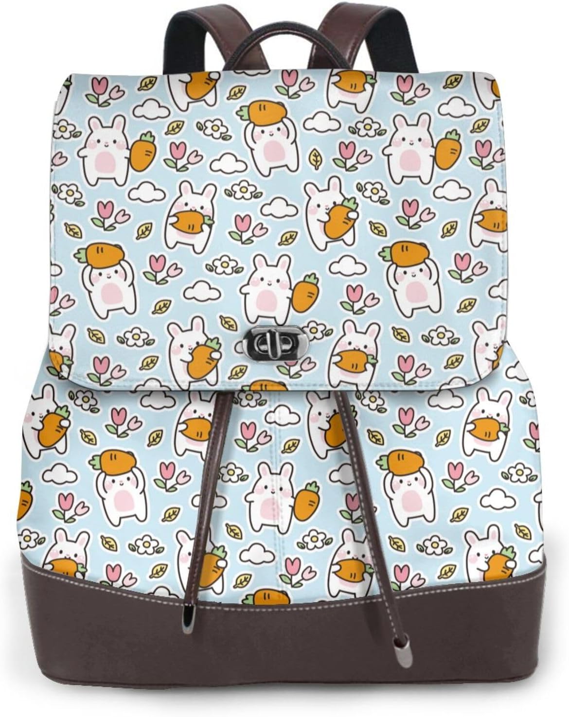 Cute Rabbit Hold Carrot for Womens Backpack Purse Microfiber PU Anti-theft Large Fashion Designer Travel Bag Ladies Shoulder Bags