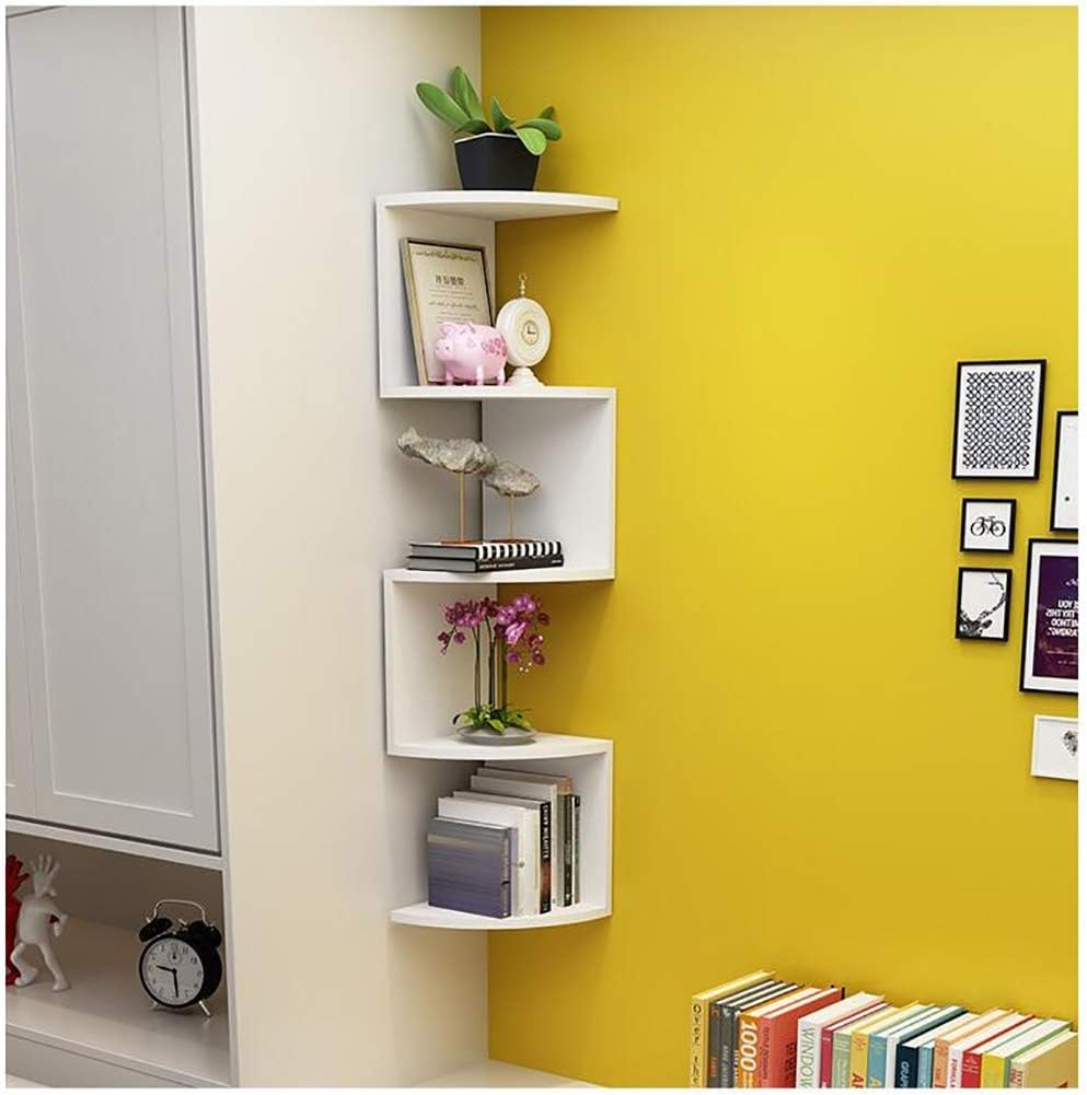 Decorative Corner Shelf, 5 Tier Wood Floating Wall Shelf Wall Mount Bookshelf Spice Rack for Kitchen Bathroom-b 20cm(8inch) (B 20cm(8inch))