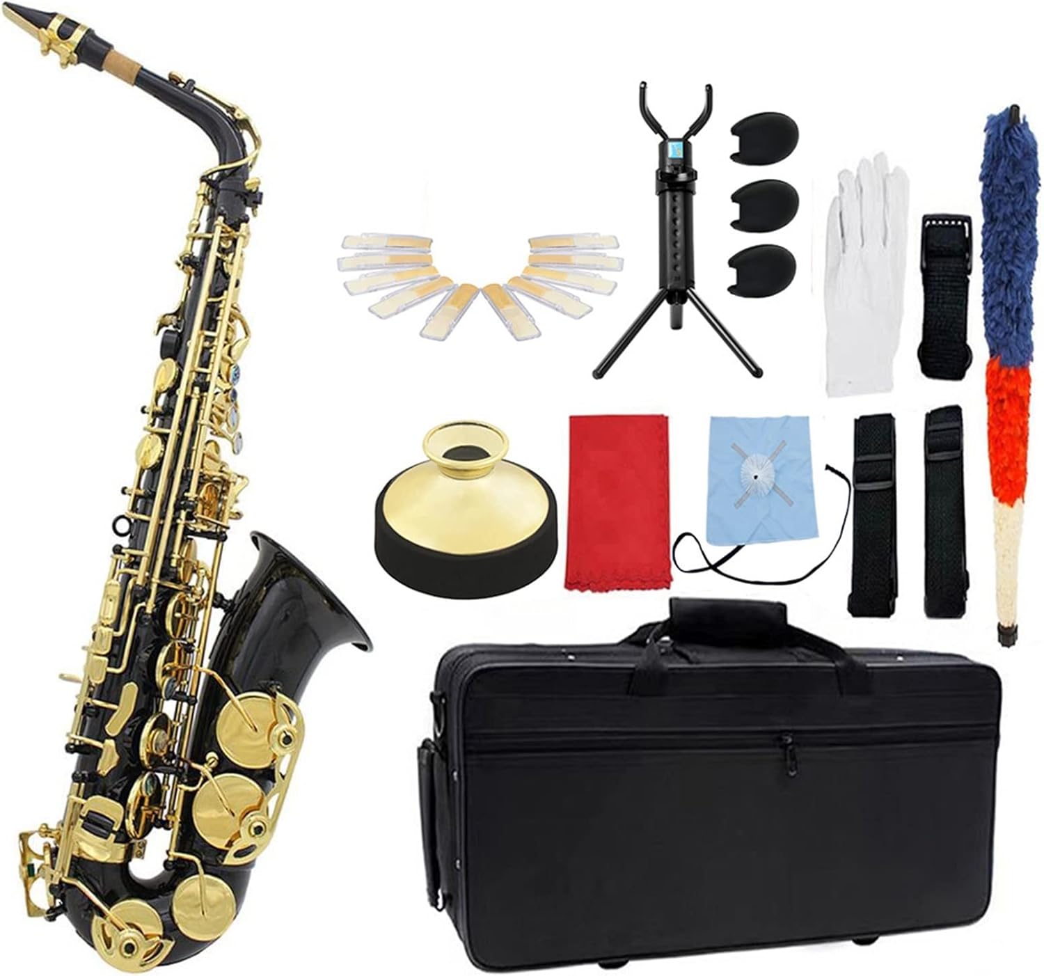EB Alto Saxophone Brass Silver Plated Woodwind Instrument E Flat Sax with Case Beginner Saxophone (Color : Black8)