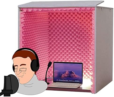 Portable Soundproof Booth Sound Proof Foam Panels 80 * 80 * 80CM Desktop Soundproof Cover Vocal Recording Booth Sound Booth Microphone Soundproofing Acoustic Foam Panel for STU