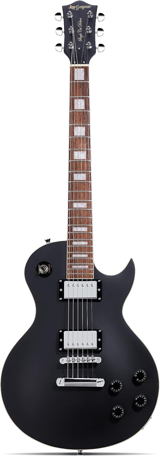 Leo Jaymz SC Series Electric Guitar – Mahogany Body, Laurel Fingerboard, Dual Humbuckers, Stainless Steel Frets, Tune-O-Matic Bridge, C Neck, 18:1 Tuners (Matt Black)