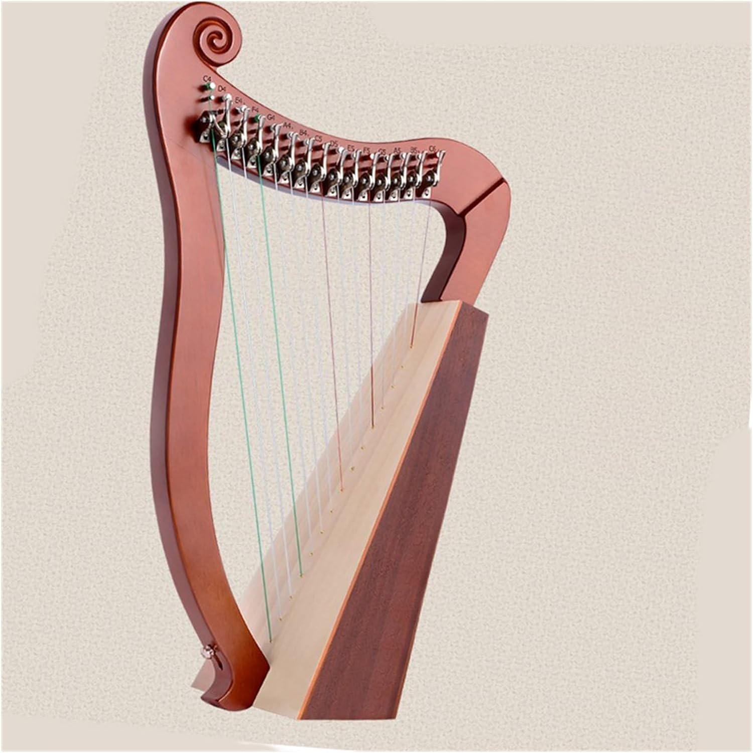 Lyre Harp Set 15-string Harp Portable Small Beginner Instrument With Half-key 15-tone Coffee Color With Accessories