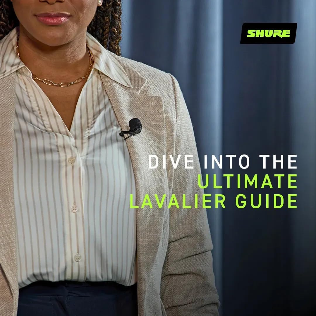 Shure WL184M Professional Low-Profile Lavalier Microphone - Supercardioid Condenser Lav Mic with TA4F Termination, includes Pouch, Tie Clip & Snap-Fit Windscreen - Black (WL184MB/S-TQG)