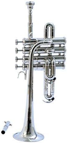 SM'SAI MUSICALS BB Low Pitch Piccolo Trumpet Set Professional Brass Instrument with Mouthpiece Cushioned Hard Case for School Bands Orchestras Beginners Kids Adults Advanced Students Nickel Silver