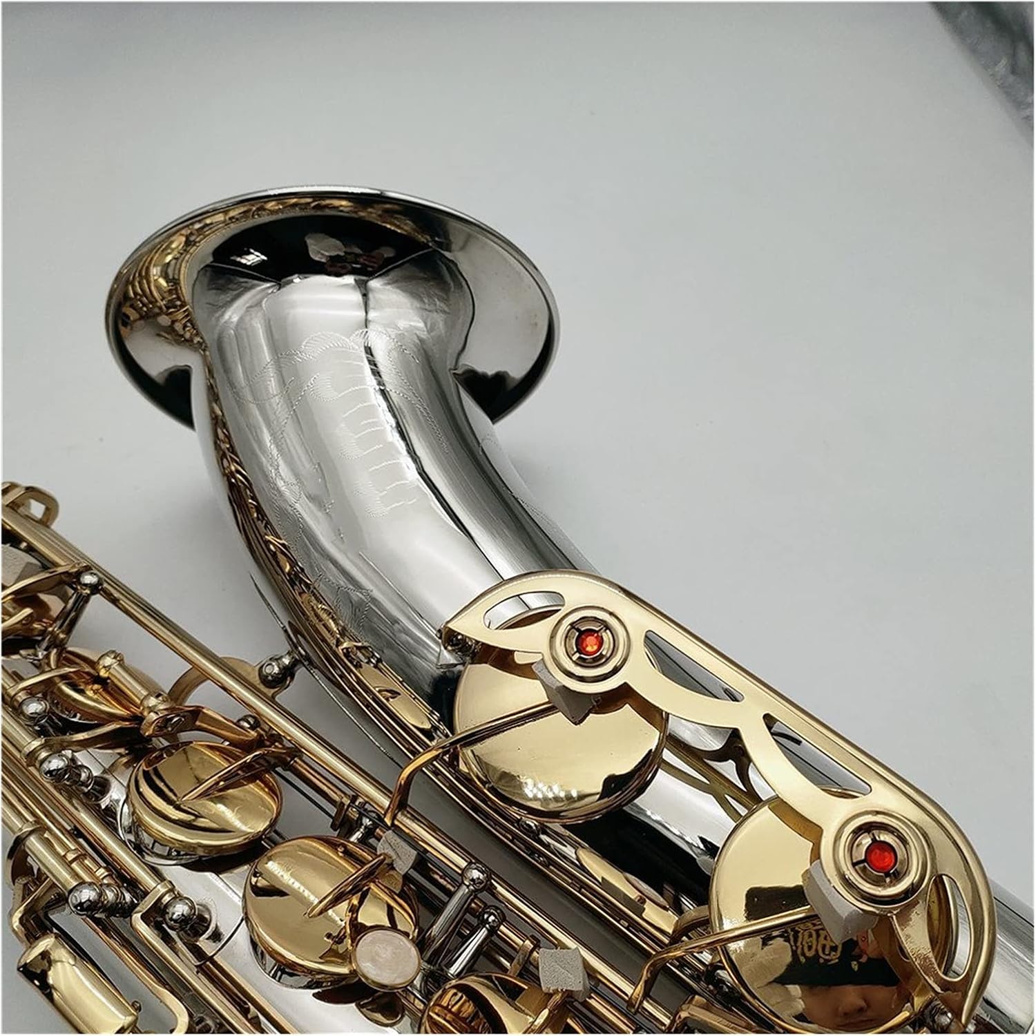 Sax Beginners Kit Nickel Plated Gold Keys Tenor Saxophone Bb Tune Woodwind Instrument with Case Mouthpiece Wind Instrument (Color : Light Grey)