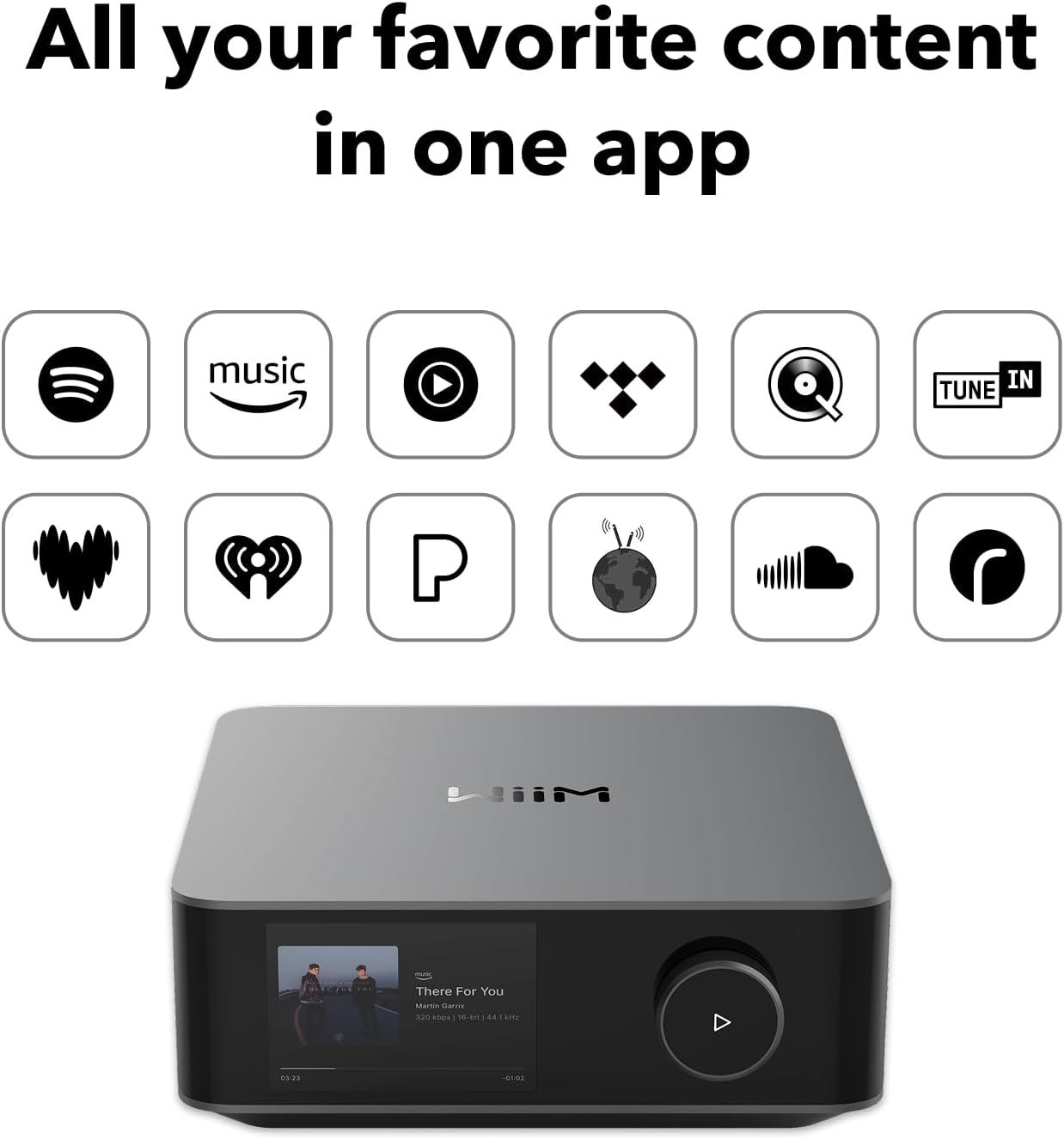 WiiM Amp Ultra with Voice Remote 2 | 100W Streaming Amplifier with Premium ESS ES9039Q2M DAC & Dual TI TPA3255 Amps | Built-in RoomFit EQ & Touchscreen | HDMI ARC, Optical, RCA Inputs | Space Gray